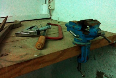 carpenter's bench vice & other tools