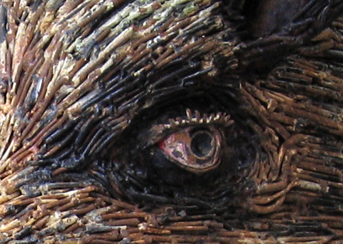 close of up sculpture boar's eye