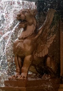 winged lion winged lion fountain statue