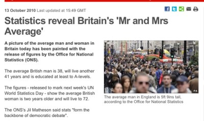 Statistics reveal Britain's 'Mr and Mrs Average'
