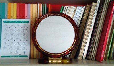 blank mirror with books