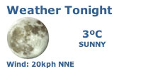 Weather tonight: 3ºC & sunny