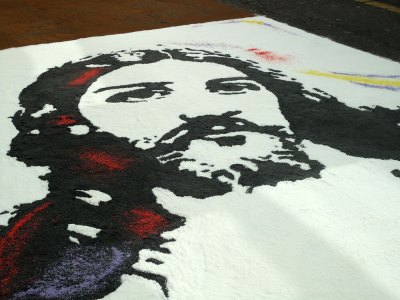 face of Christ salt street carpet, Adeje, 2012