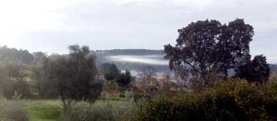 low mist over the village