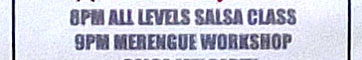 all level salsa class; merengue workshop