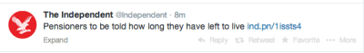 Tweet: "pensioners to be told how long they have left to live"