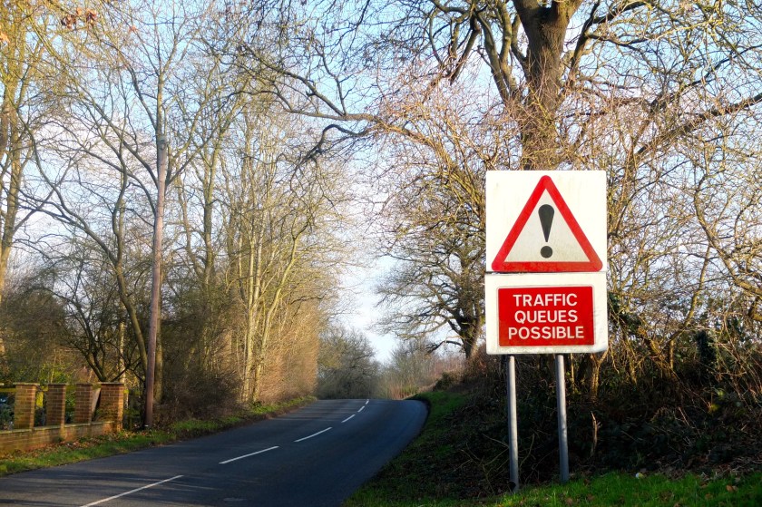 Traffic delays possible - road warning sign