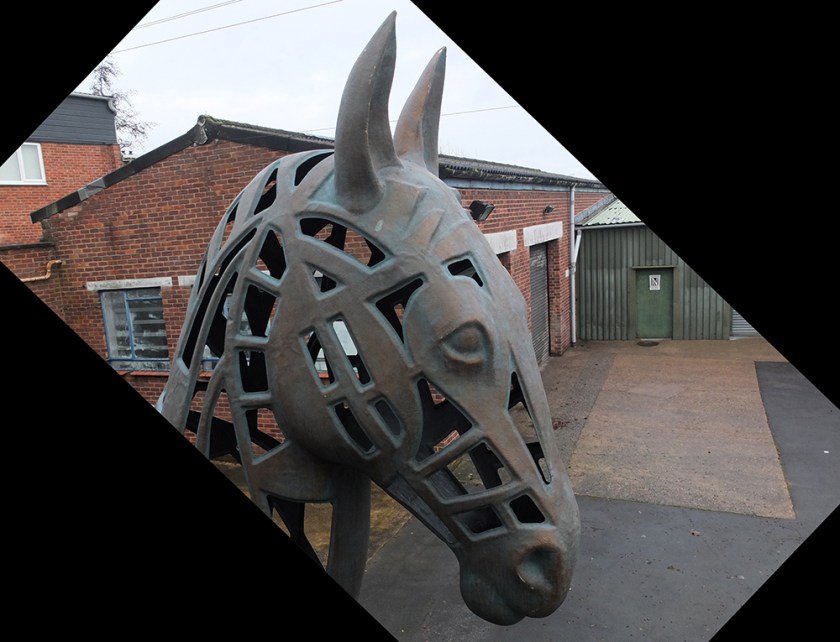 iron horse head sculpture