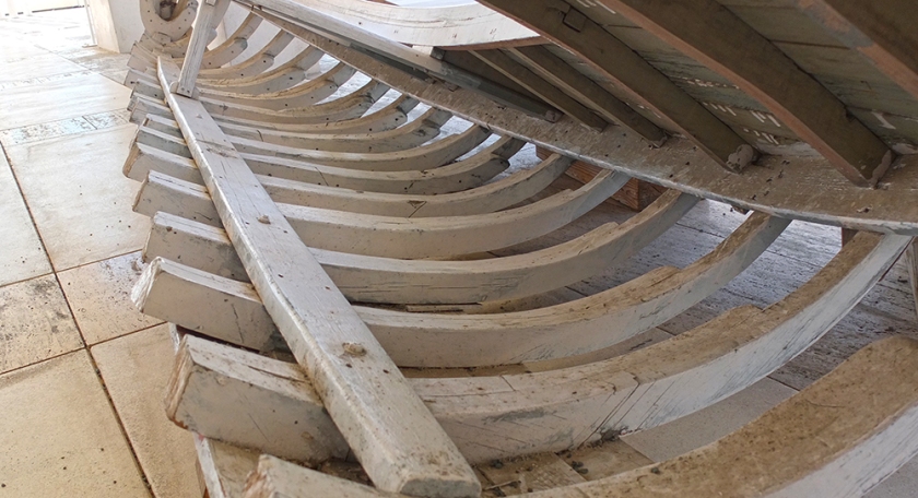 cross section wooden boat frame