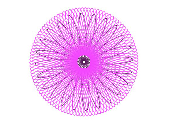 spirograph daisy pattern in pink on white