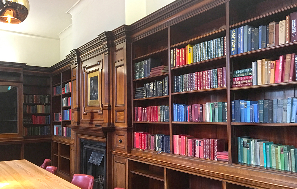 colour-coded bookshelf