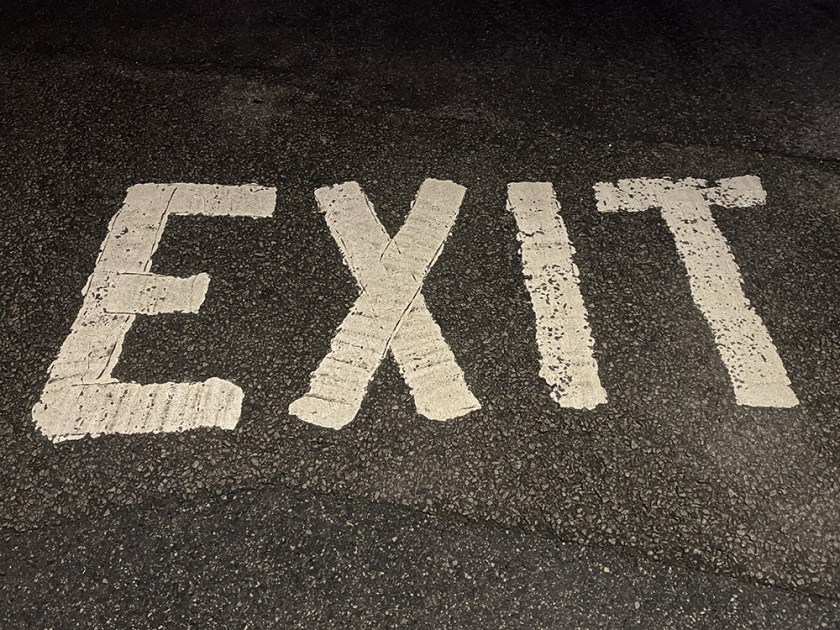 "Exit" painted on road