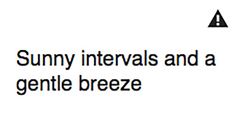 Weather warning symbol for pleasant weather forecast